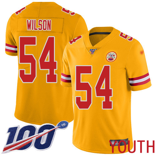 Youth Kansas City Chiefs #54 Wilson Damien Limited Gold Inverted Legend 100th Season Nike NFL Jersey